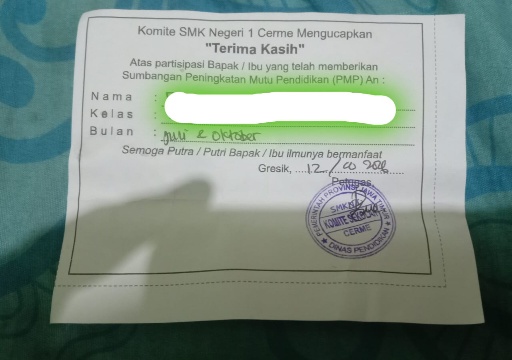 SMKN 1 Cerme Gresik Minta Sumbangan Wali Murid Menangis